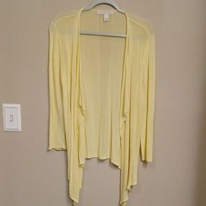 Light Yellow Open Drape Front Women's Cardigan
